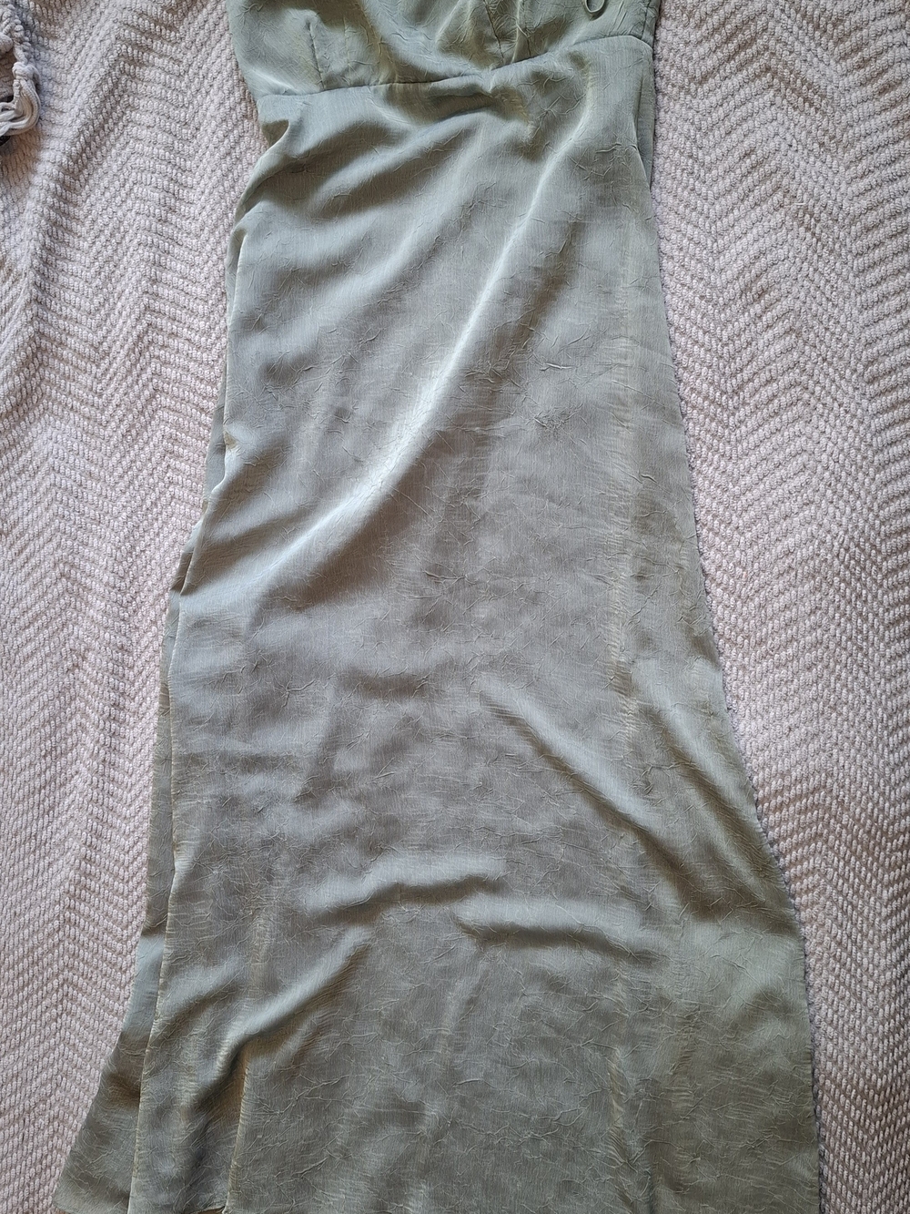Nuit Satin Bias Slip Dress in Sage Green